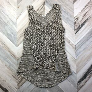 Helmet Lang Open Knit Crochet Hi Lo Tank Top
